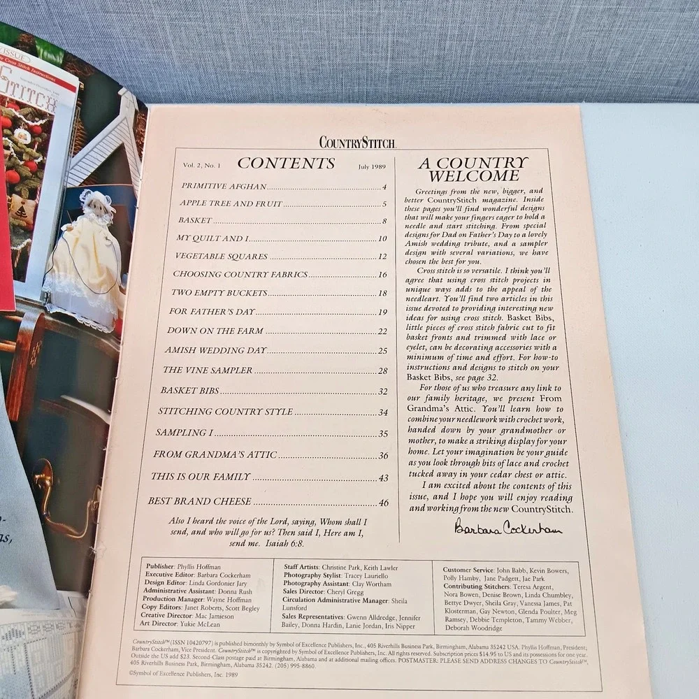 Country Stitch Magazine July 1989 Vol 2 No 1 Amish Wedding Cross Stitch Patterns